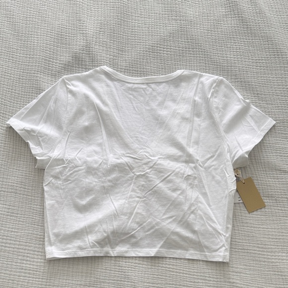 Wilfred Free by Aritzia White Ruched Crop Top - Picture 3 of 3